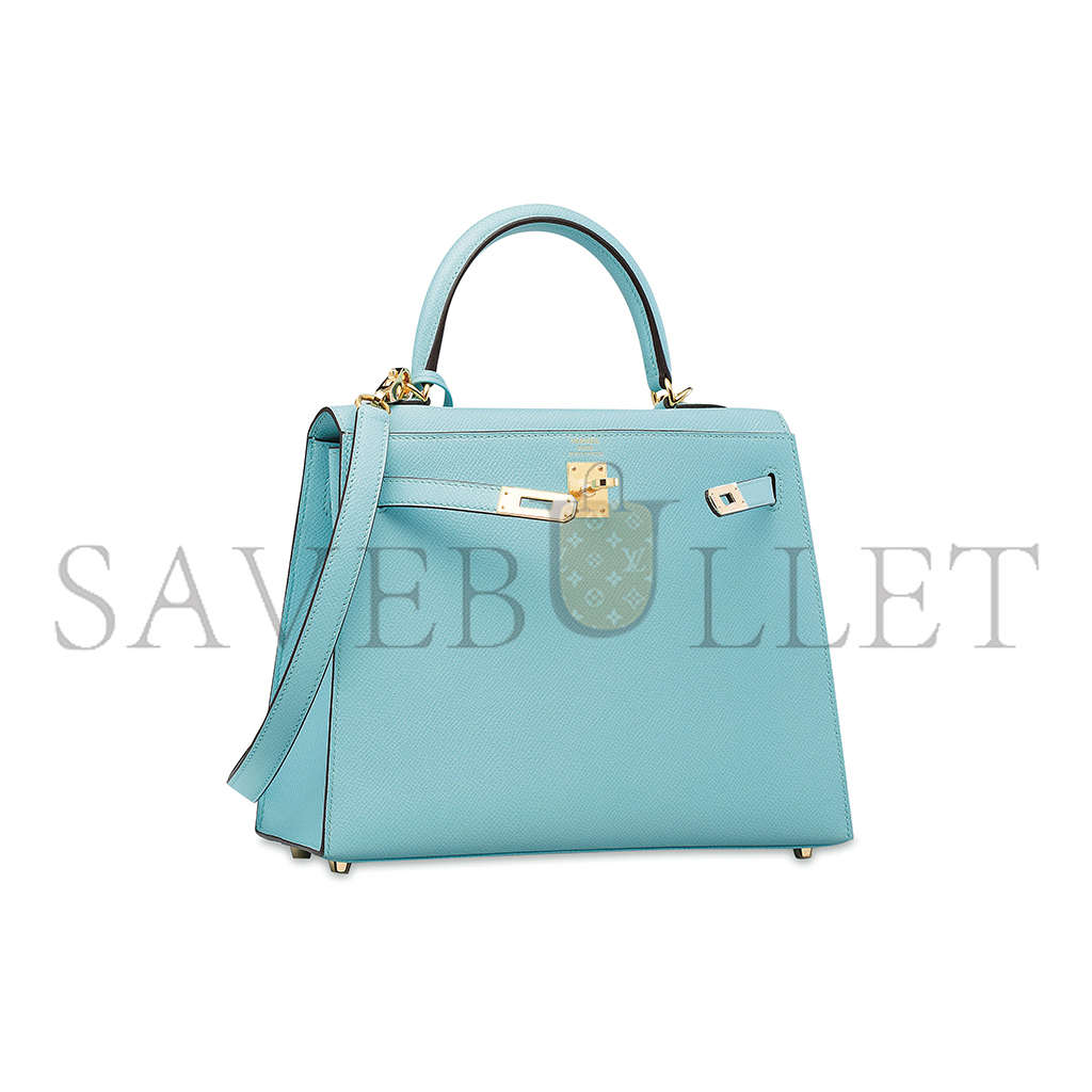 HERMÈS MASTER MACARON BLUE KELLY 25 WITH GOLD HARDWARE (25*17*7cm) 